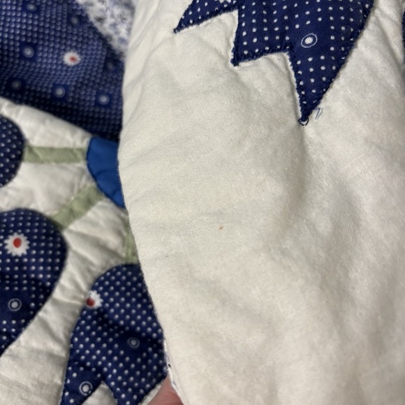 Handmade Quilt Coat Upcycled Patchwork Open Front Blue Shacket Jacket Floral - Picture 7 of 7